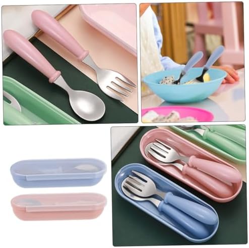VICASKY 2 Sets Stainless Steel Fork Spoon for Kids 1