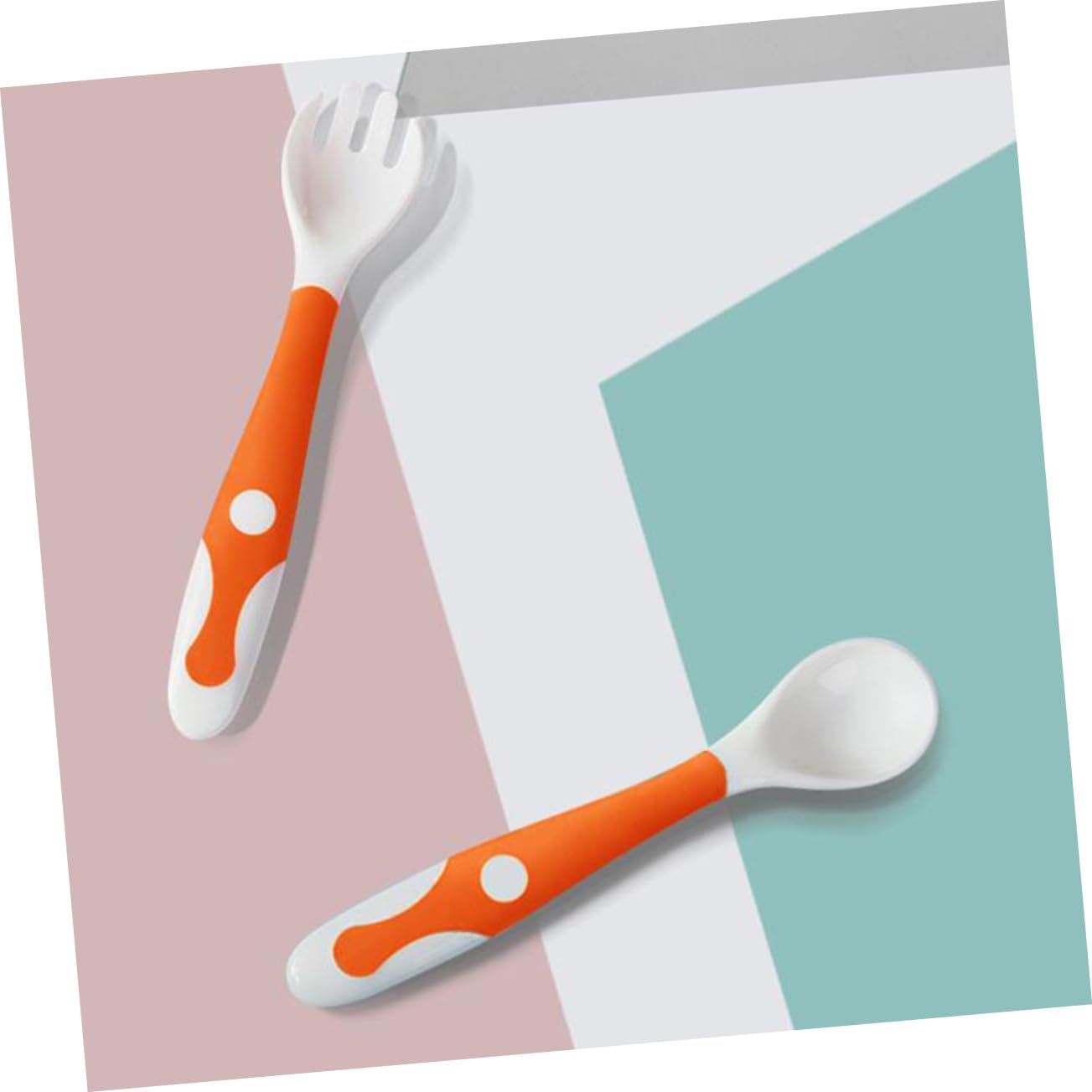 Hoement 4 Pcs Bending Cutlery Set for Baby