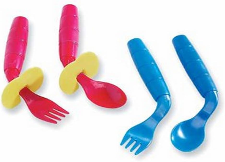 Milestone EasieEaters Curved Utensils Left-Handed wShield