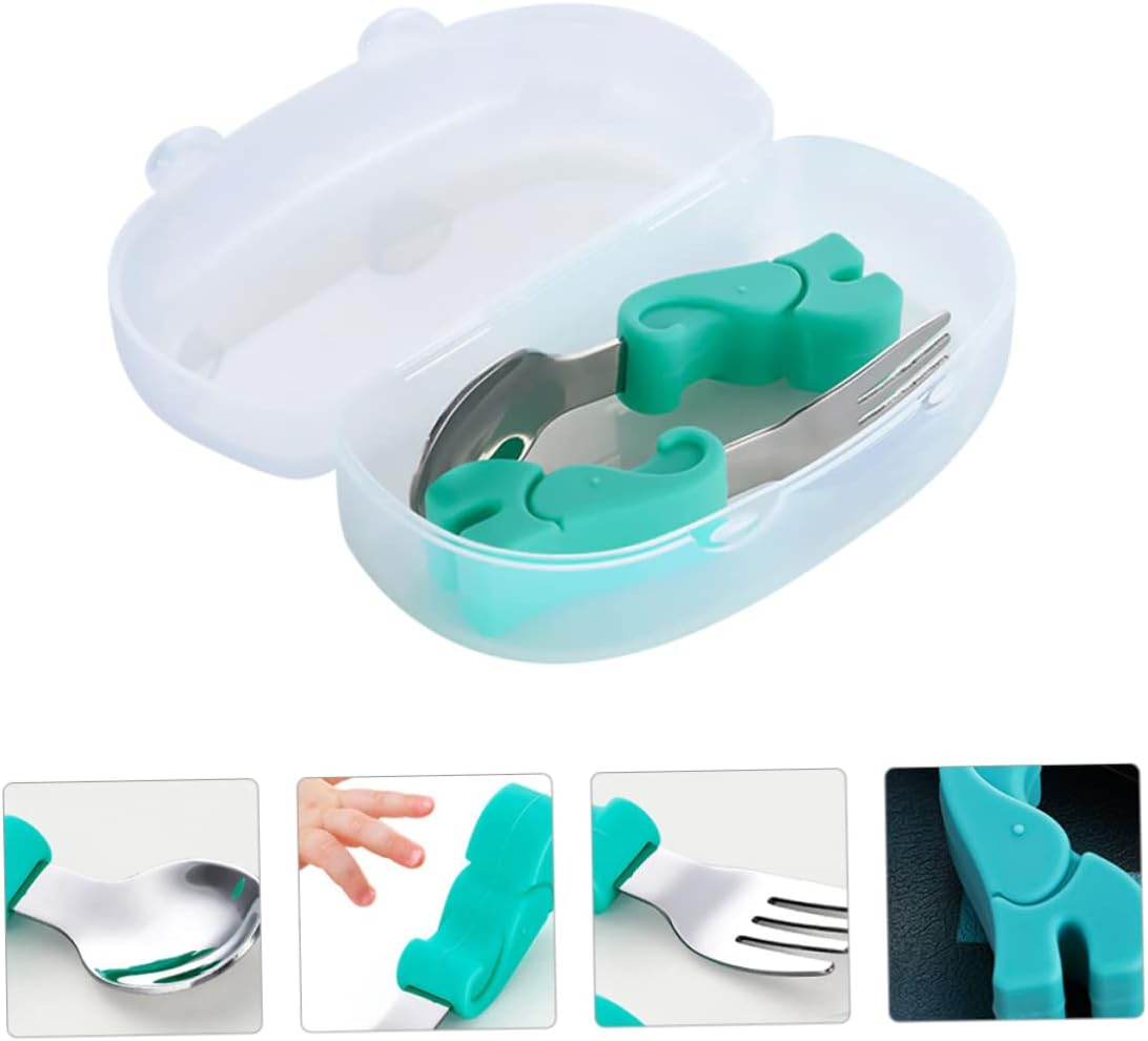 GARVALON Spoon and Fork Set with Elephant Storage Case 1