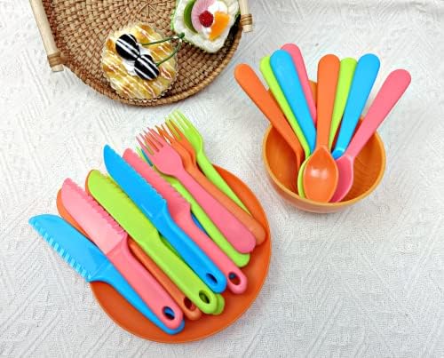Jawbush 9 Pcs Kids Cutlery Set with Forks Spoons Knives