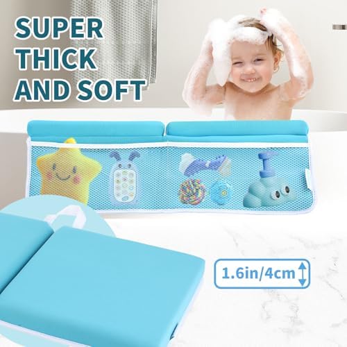 Bath Kneeler with Elbow Rest and Toy Organizer Blue