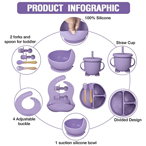 Mrkyy 8-Piece Baby Feeding Set - Purple 1