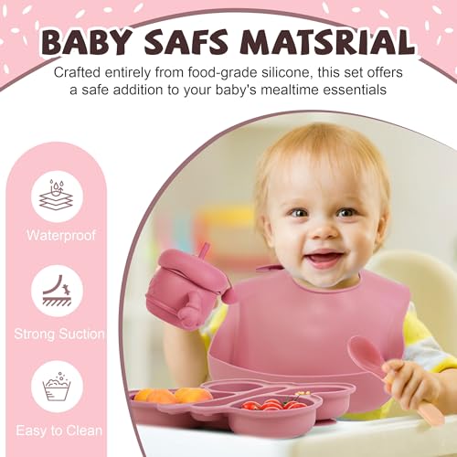 MIICASA Silicone Baby Feeding Set Pink 1