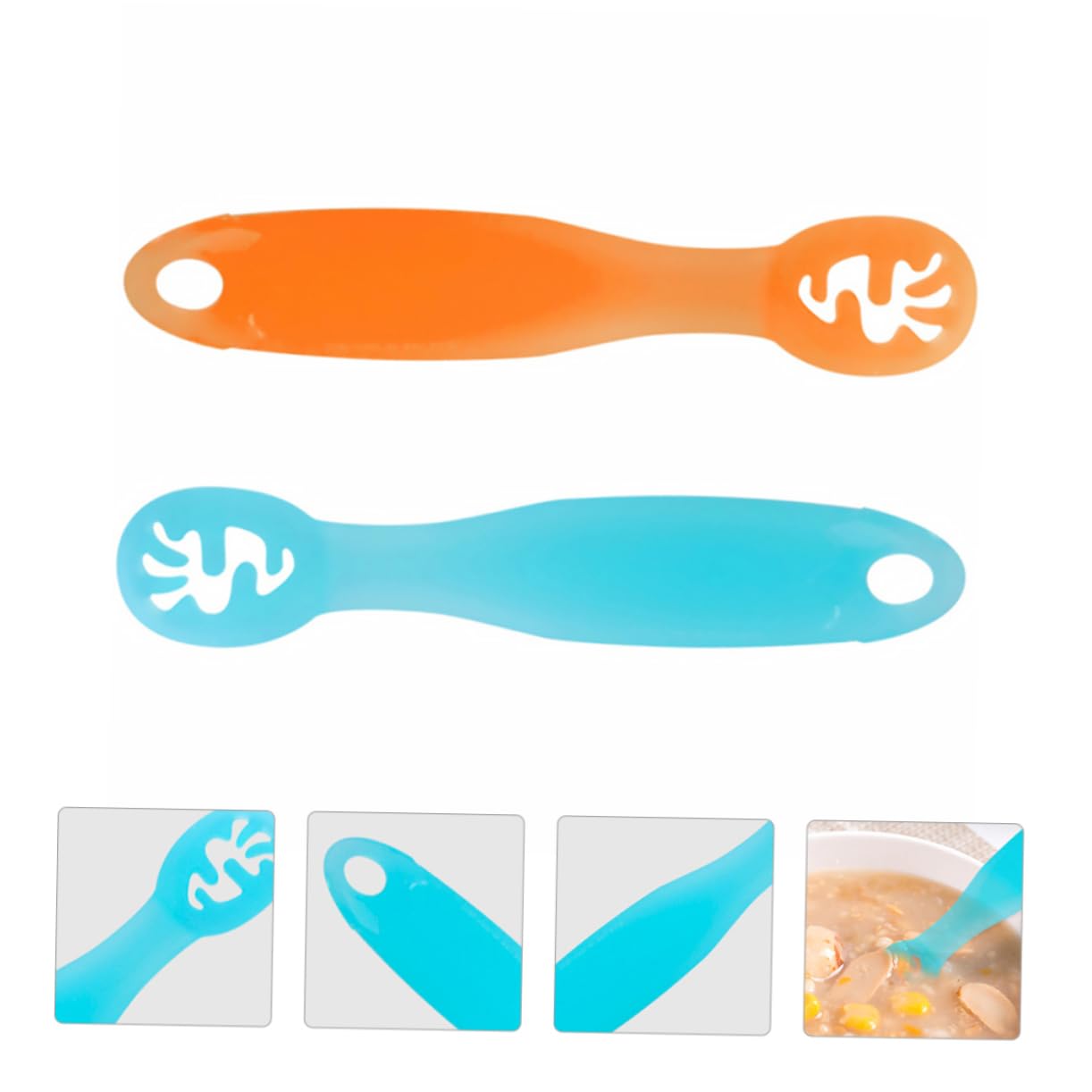 Toyvian 2PCS Safe Silicone Spoons for Babies and Travel