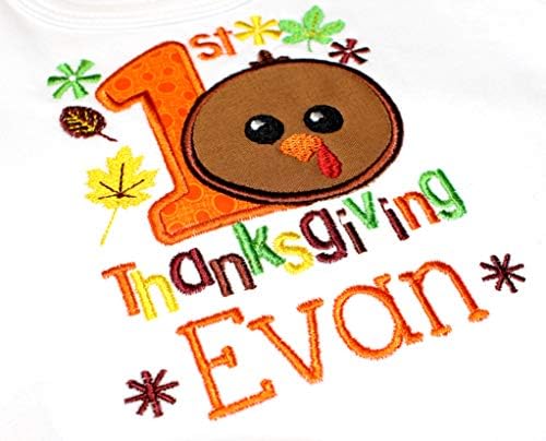 Embroidered Thanksgiving Turkey Bib with Custom Name for Baby