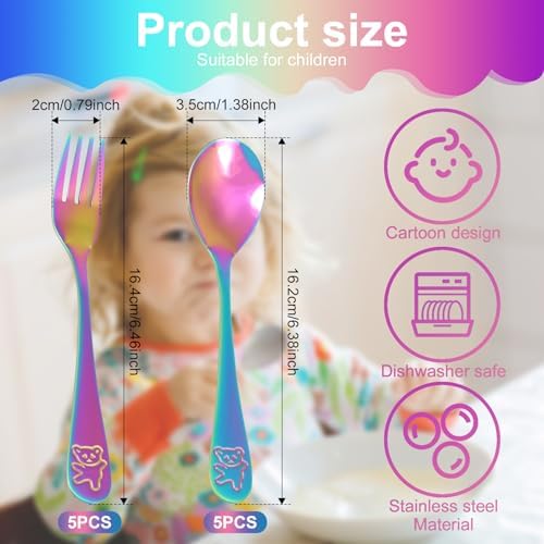 10 Pcs Toddler Stainless Steel Cutlery Set