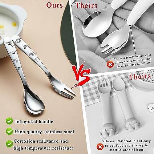 Evanda Toddler Cutlery Set 6 Pieces Dinosaur Forks and Spoons