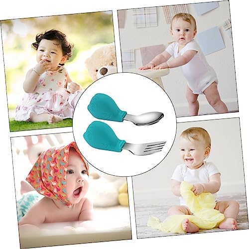 VOSAREA Training Fork and Spoon Set 2pcs for Babies
