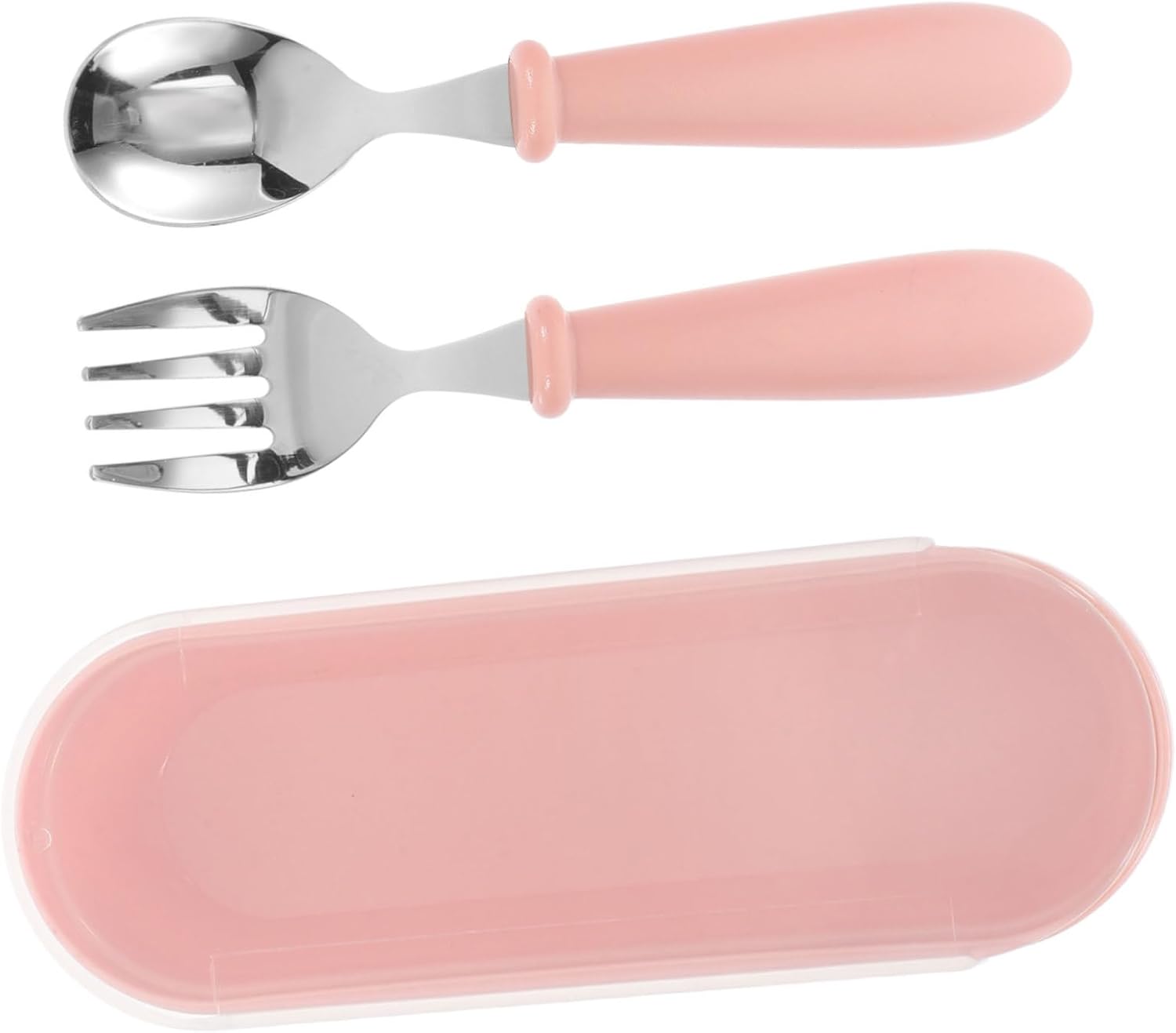 Unomor Kids Flatware Set Plastic Handle Stainless Steel Utensils Spoons Forks