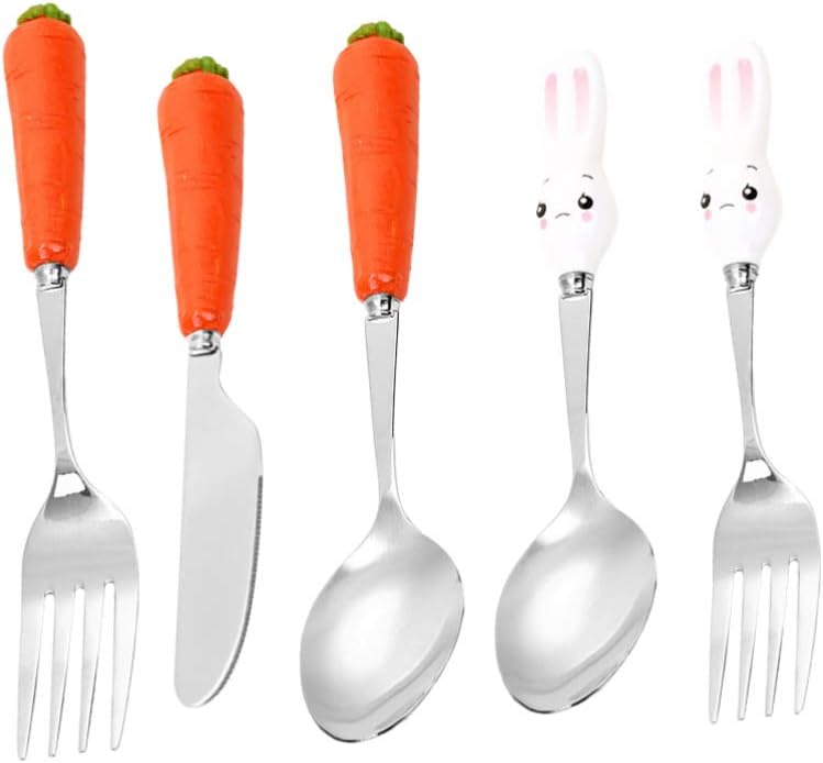 KESYOO 5PCS Kids Flatware Set with Ceramic Handles