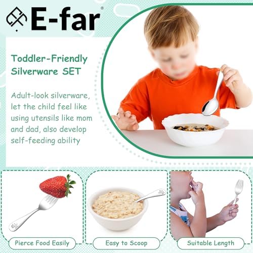 E-far 6-Piece Toddler Stainless Steel Utensils Set