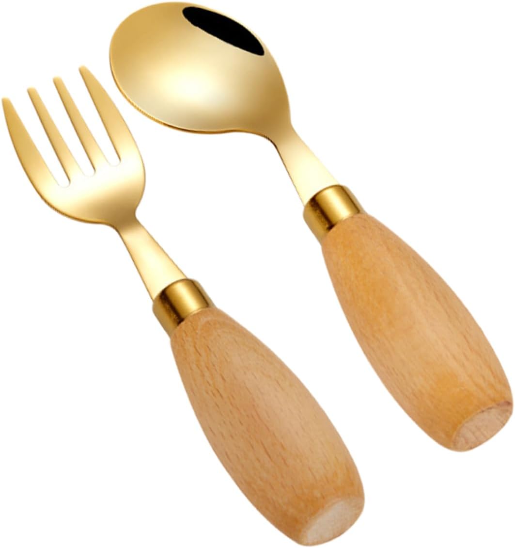 Unomor 4-Piece Curved Spoon Fork Set for Kids
