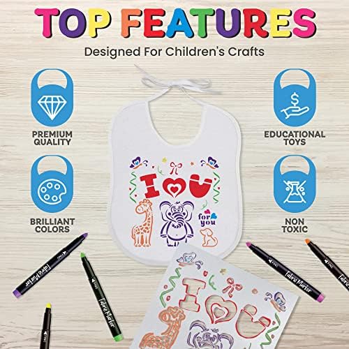 DIY Baby Bibs Set - 8 Pieces with Markers and Stencils