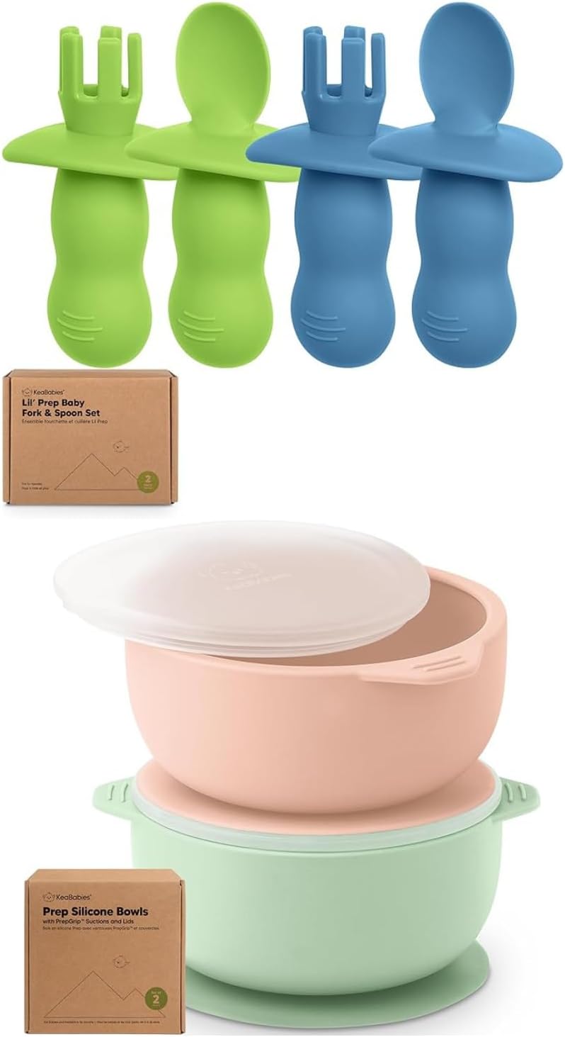 KeaBabies 4-Piece Silicone Feeding Set for Babies 6-18 Months