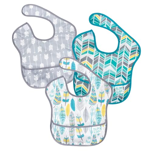 Bumkins Feeding Bibs 3-Pk Feathers Arrows Quill 1