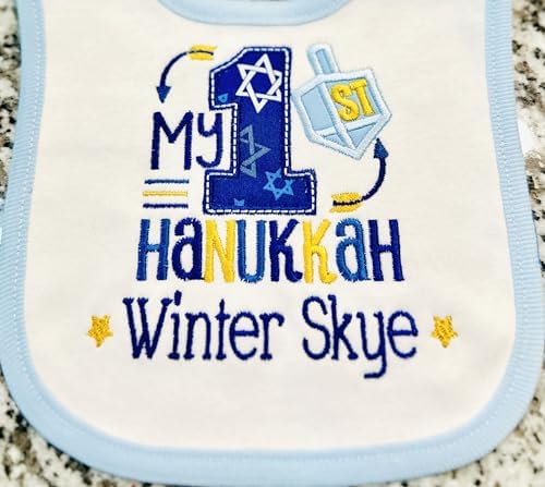 First Hanukkah Baby Bib with Custom Name 1