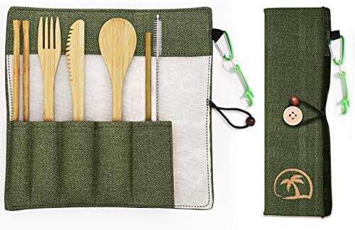 9-Piece Bamboo Utensil Set - Reusable Cutlery Travel Set