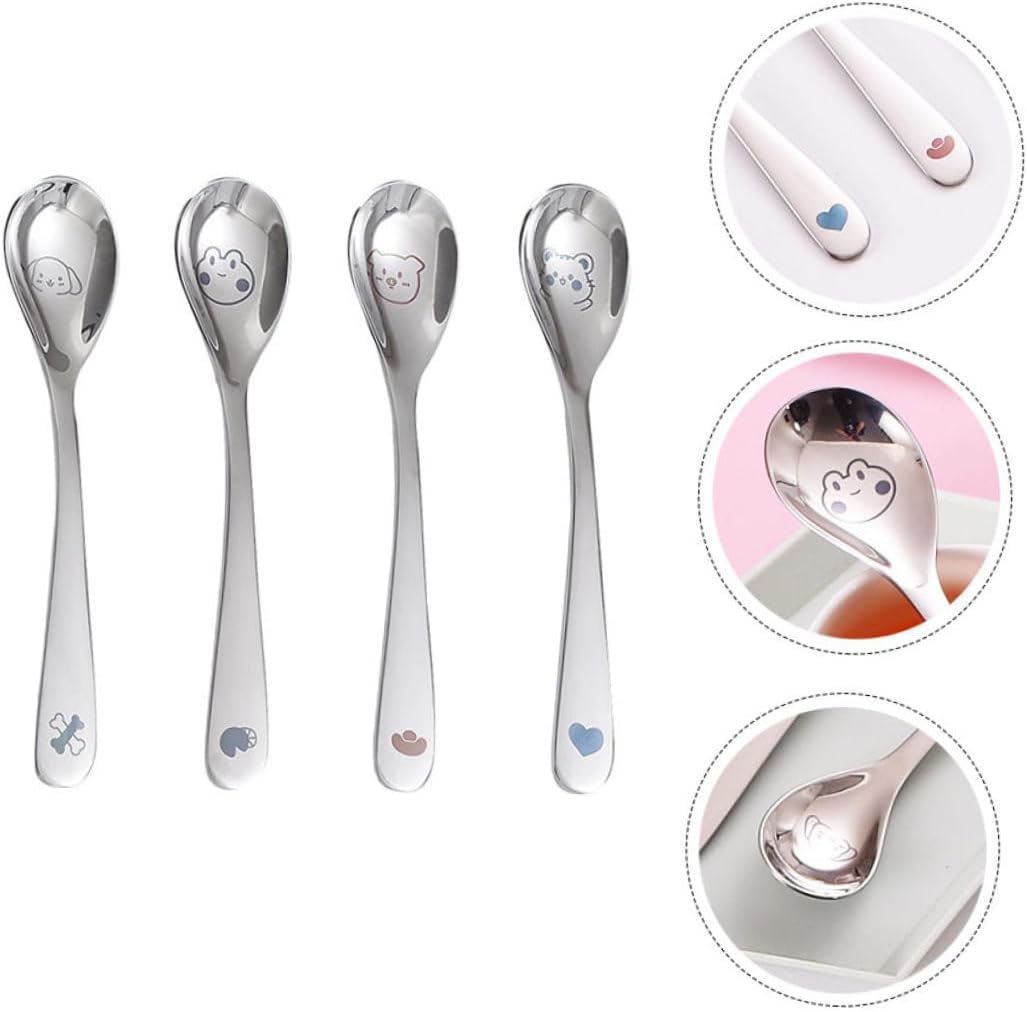 4pcs Stainless Steel Cartoon Spoons Set for Babies