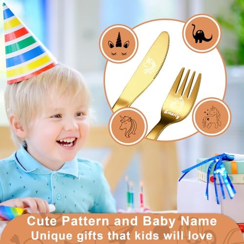 Personalized Dinosaur Unicorn Cutlery Set for Kids