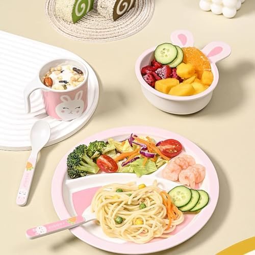 PHEENOWL Rabbit Toddler Plate Set 5 Pieces 1