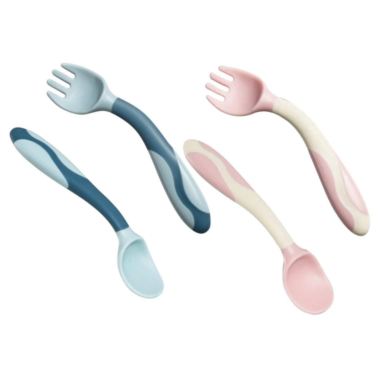 HAPINARY 2 Sets Flexible Spoon and Fork for Baby Feeding 1