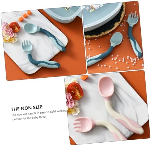 SECFOU 2 Sets Soft Spoons and Forks for Self Feeding
