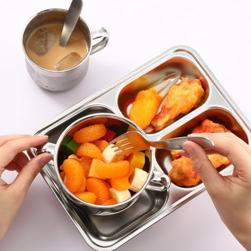 Tioncy 15 Pcs Stainless Steel Kids Dinnerware Set
