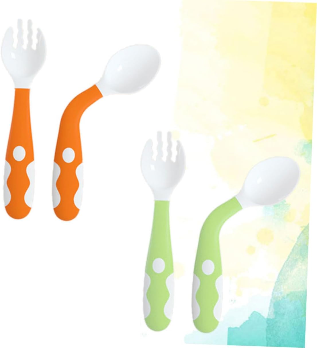 4 Pcs Bending Fork and Spoon Set for Mealtime Safety