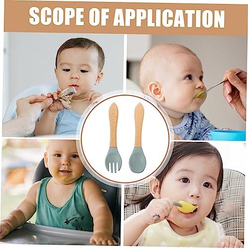 SHOWERORO Fork and Spoon Set for Safe Baby Feeding