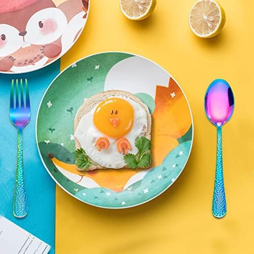 LIANYU 10 Piece Kids Silverware Set Rainbow