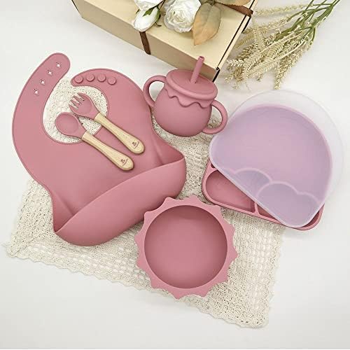 Silicone Toddler Feeding Set - 6 Pieces Dark Pink
