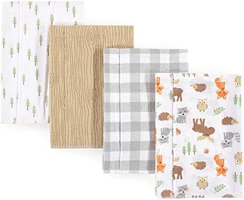 Hudson Baby Unisex Cotton Flannel Burp Cloths Woodland Pattern One Size