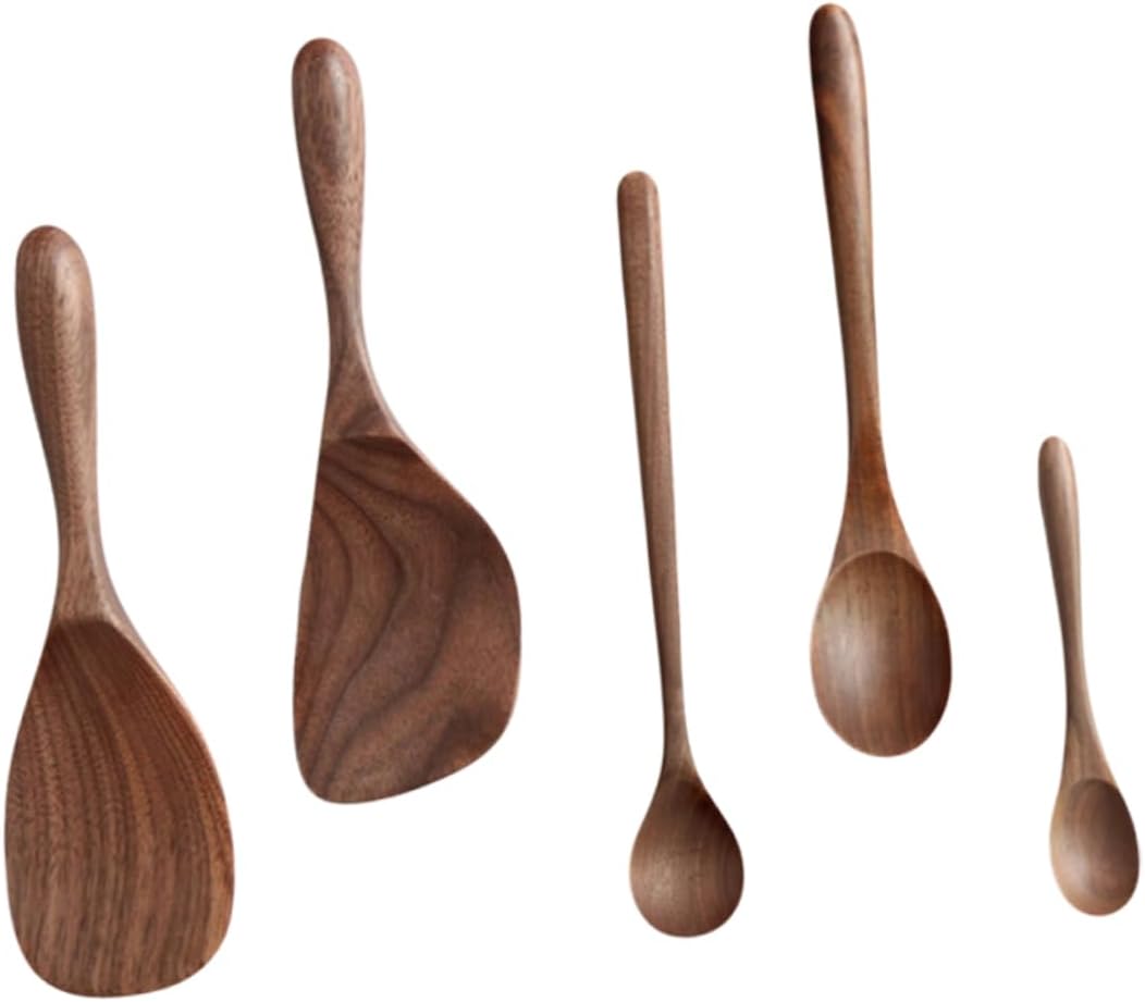 OKUMEYR Black Walnut Kitchen Utensils Set for Kids