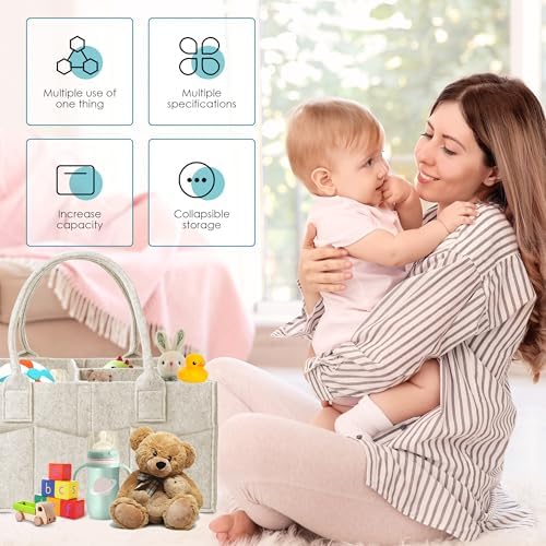 Cute Castle 2 Pack Diaper Caddy Organizer - Oatmeal