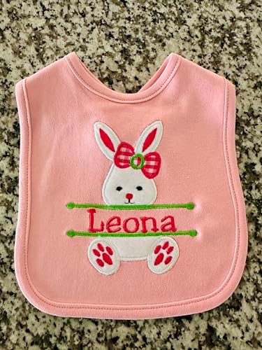 Easter Bunny Bib for Baby Girl with Name