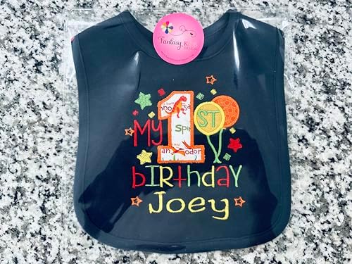 First Birthday Boy Bib with Baby Name Personalized 1