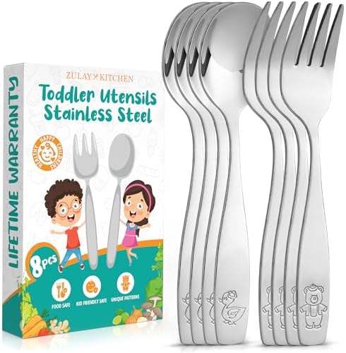 Zulay Kitchen Toddler Silverware Set 8 Pieces
