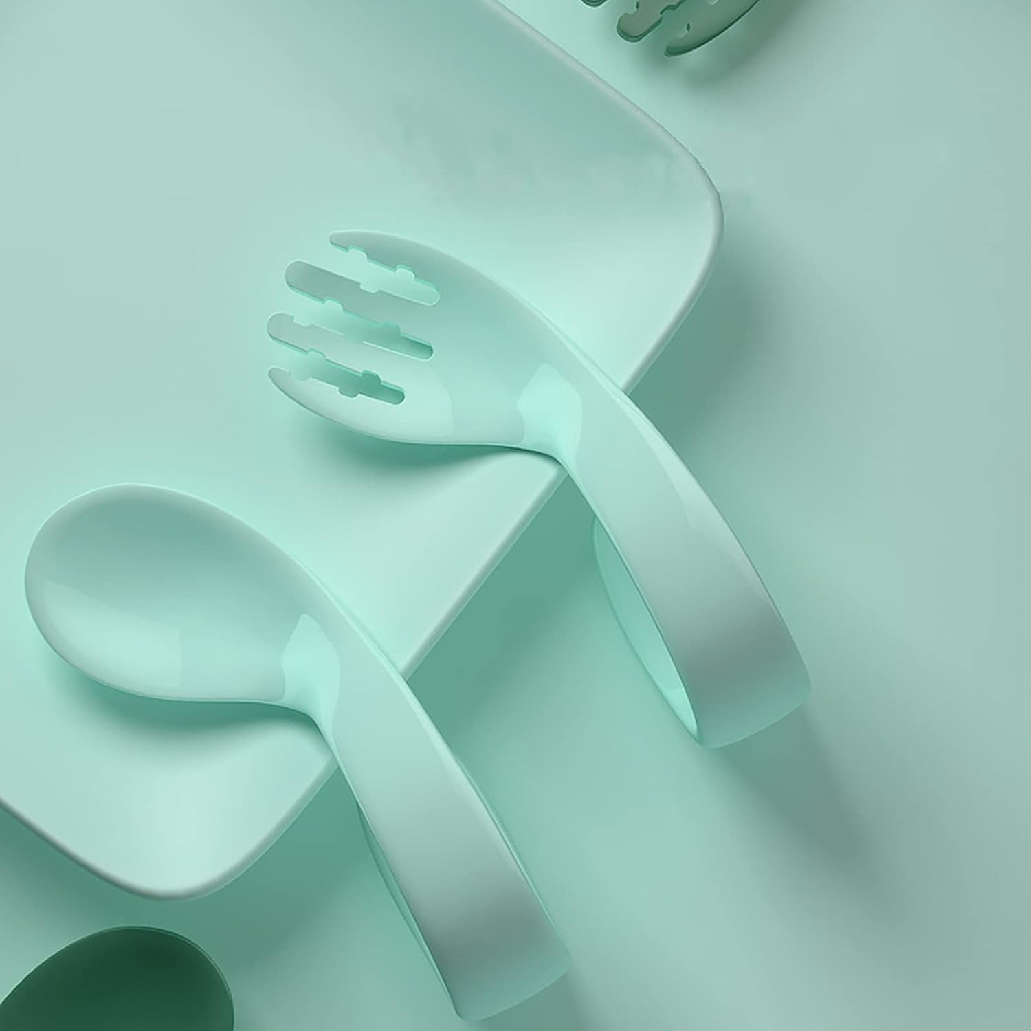 AkoMatial Toddler Utensils Set BPA Free Portable Bluegreen
