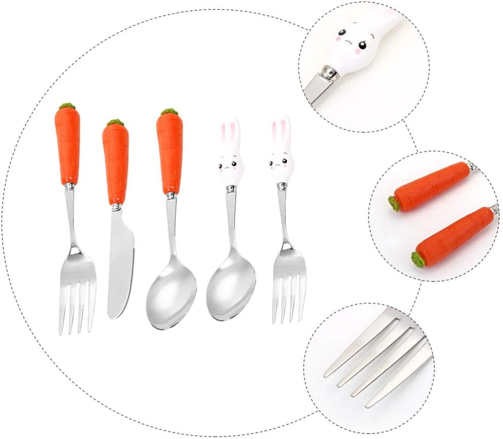 KESYOO 5PCS Kids Flatware Set with Ceramic Handles