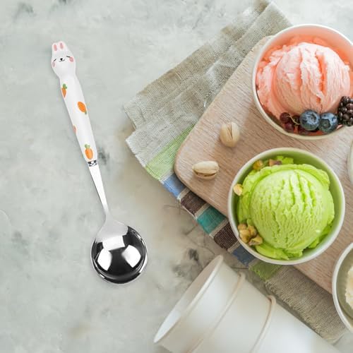 Abaodam 4Pcs Cartoon Bunny Dessert Spoon Set