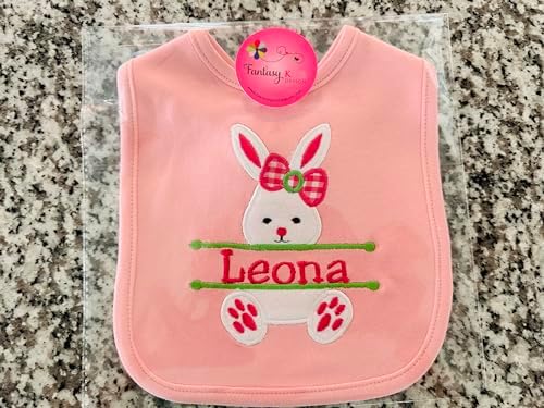 Easter Bunny Bib for Baby Girl with Name