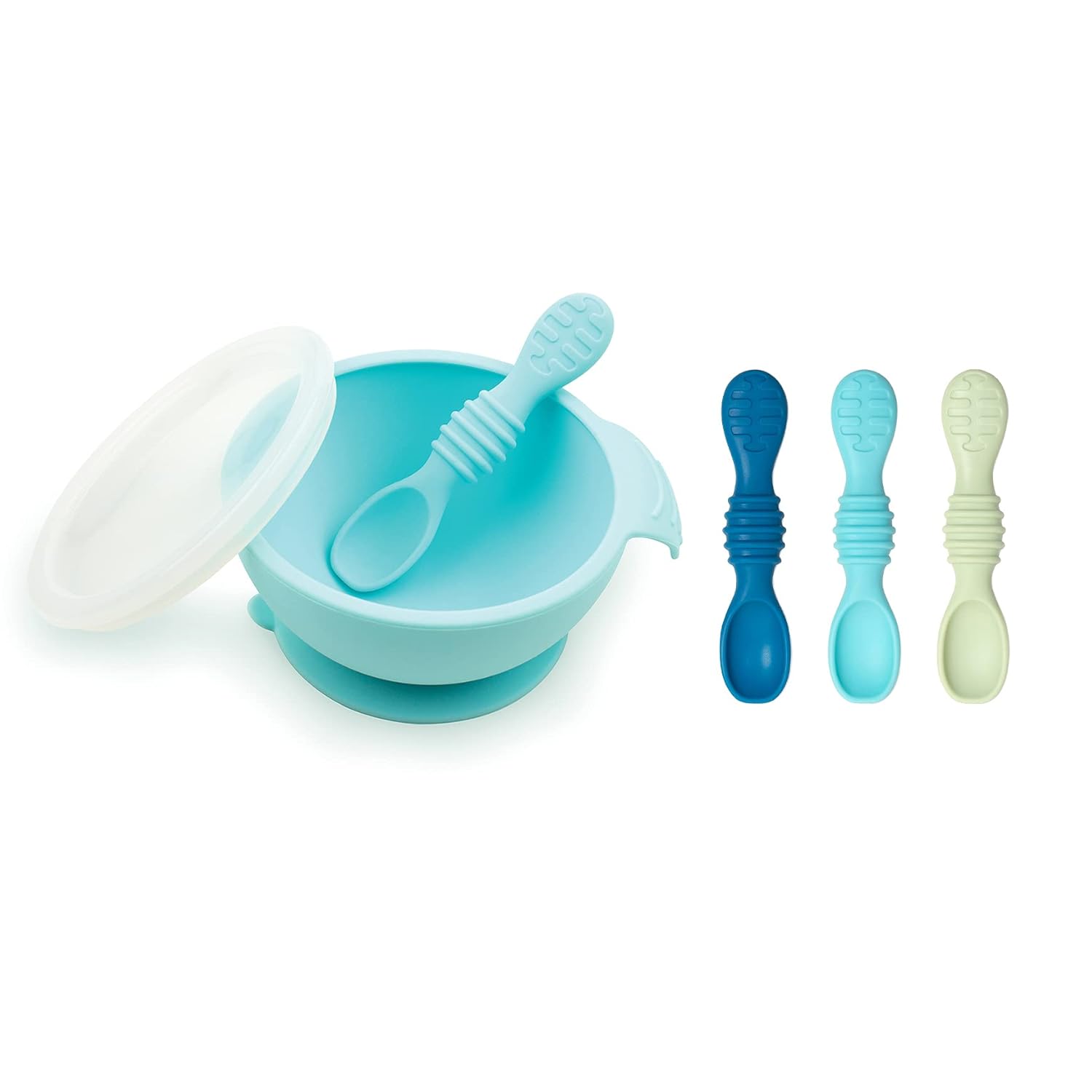 Bumkins Baby Bowl with Suction 4 Spoons and Lid - Blue