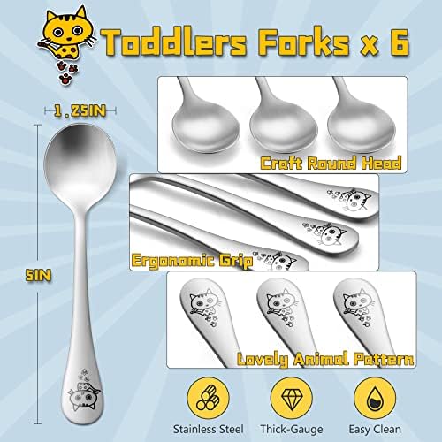 E-far 6-Piece Toddler Spoons with Animal Case