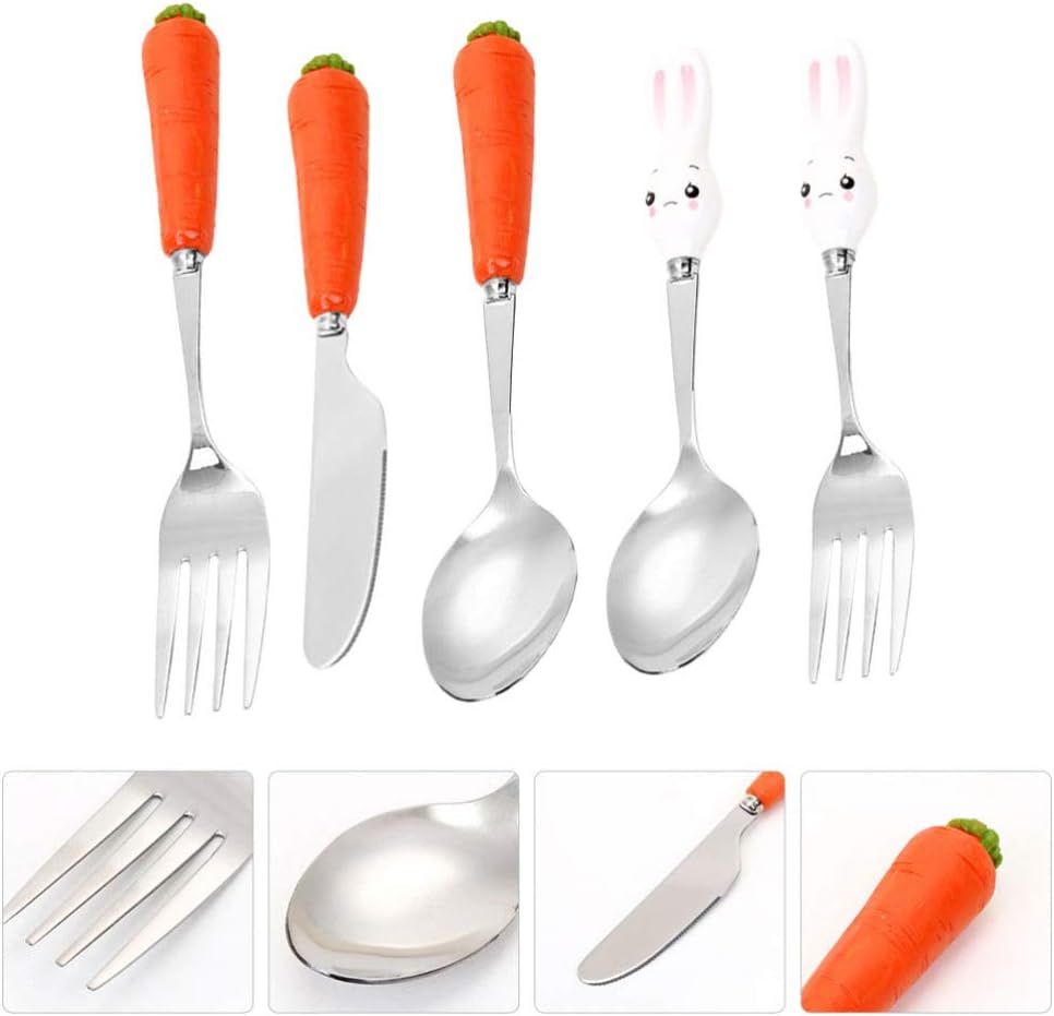KESYOO 5PCS Kids Flatware Set with Ceramic Handles