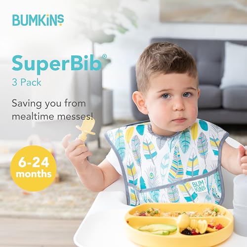 Bumkins Feeding Bibs 3-Pk Feathers Arrows Quill 1