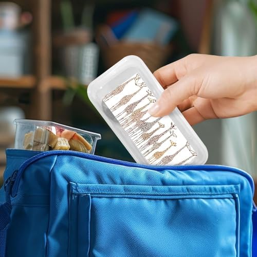 Cute Giraffes Cartoon Print Flatware Set with Travel Case
