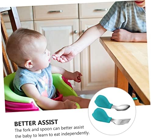 VOSAREA Training Fork and Spoon Set 2pcs for Babies