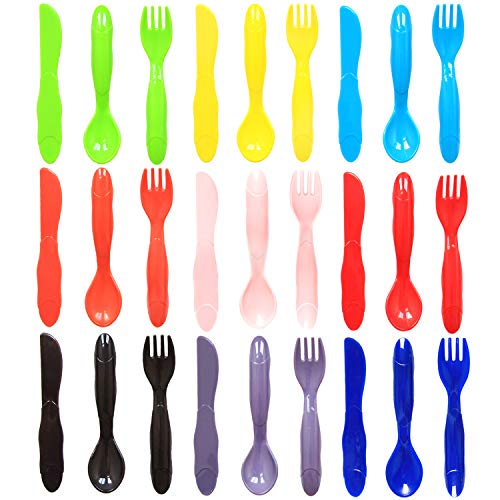 Youngever 54 pcs Plastic Kids Dinnerware Set with Utensils