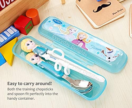Frozen Queen Elsa Kids Spoon Chopsticks Flatware Set with Case
